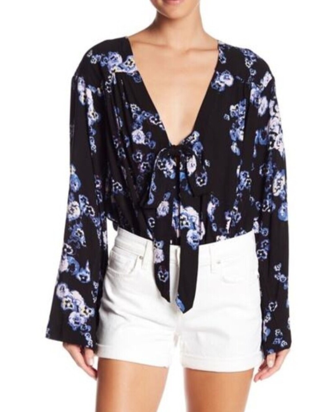 INTIMATELY FREE PEOPLE black purple floral bodysuit sz S